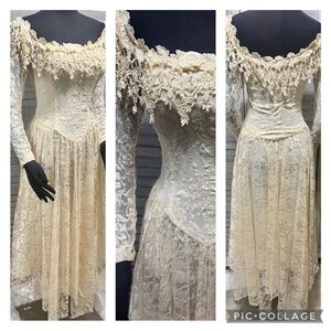 Florencia fume vintage 80s lace gown.